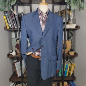 Orvis Sporting Traditions Men's Sport Coat Blazer Two Button Blue Tencel Sz 40R